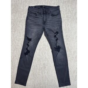 Hollister Advanced Stretch Skinny Ripped Jeans Light Black Men Size 31 Inseam 32